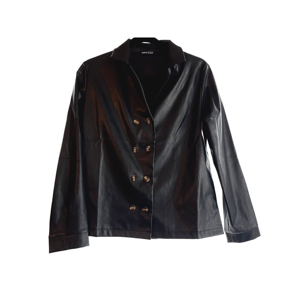 Shein Black Faux Leather Jacket Size XS